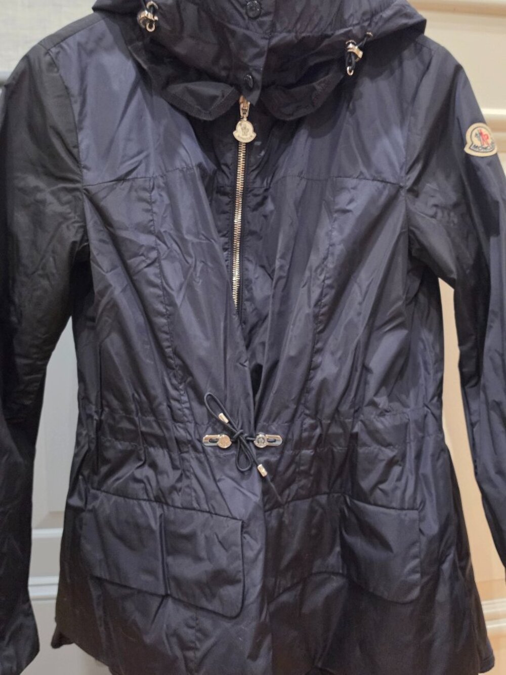Moncler Navy Hooded Lightweight Parka Jacket Size 2